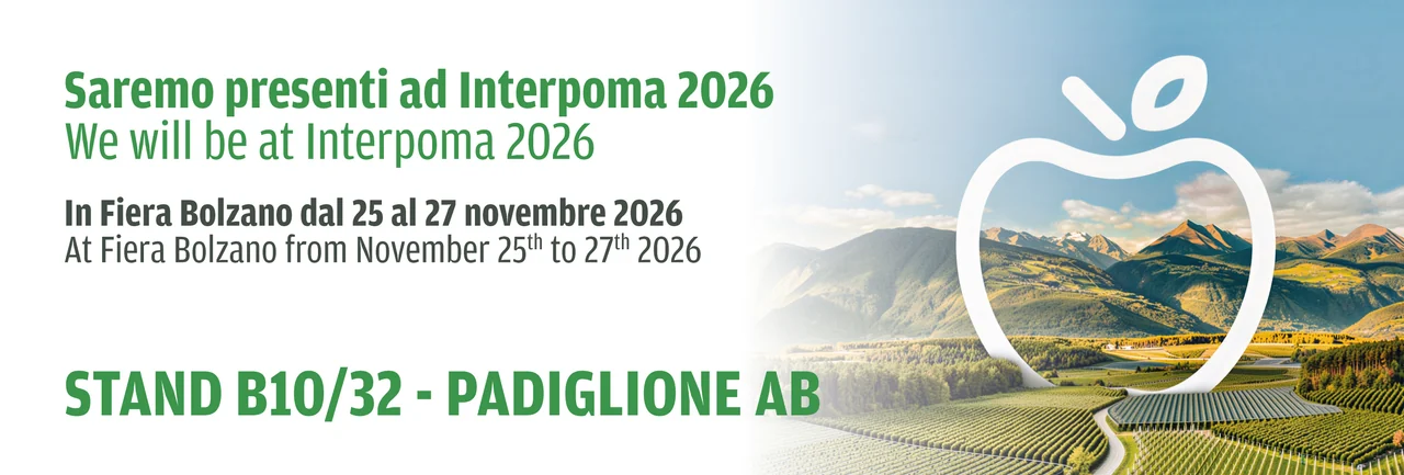 Saremo presenti a Interpoma 2026, in Fiera Bolzano dal 25 al 27 novembre 2026: stand B10/32, padiglione AB